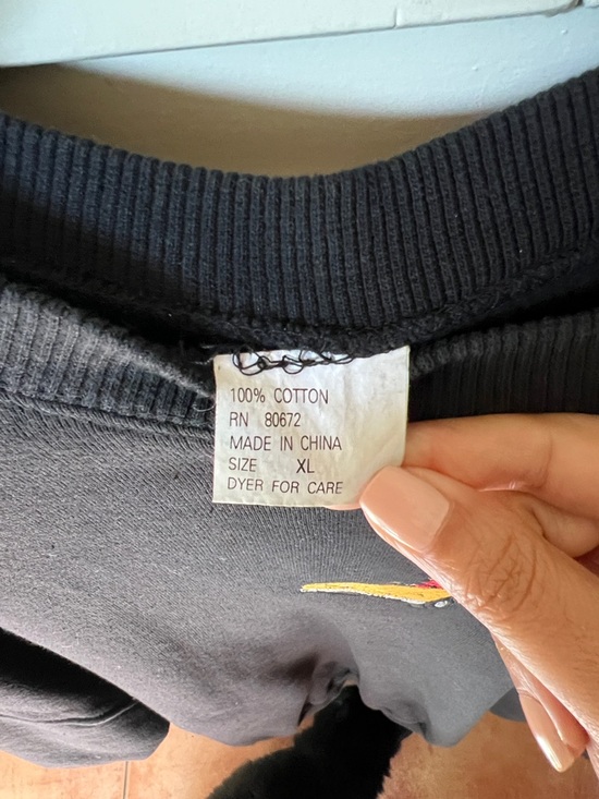 Men's Black Crewneck Sweater with Betty Boop Embroidery - Picture 2 of 3